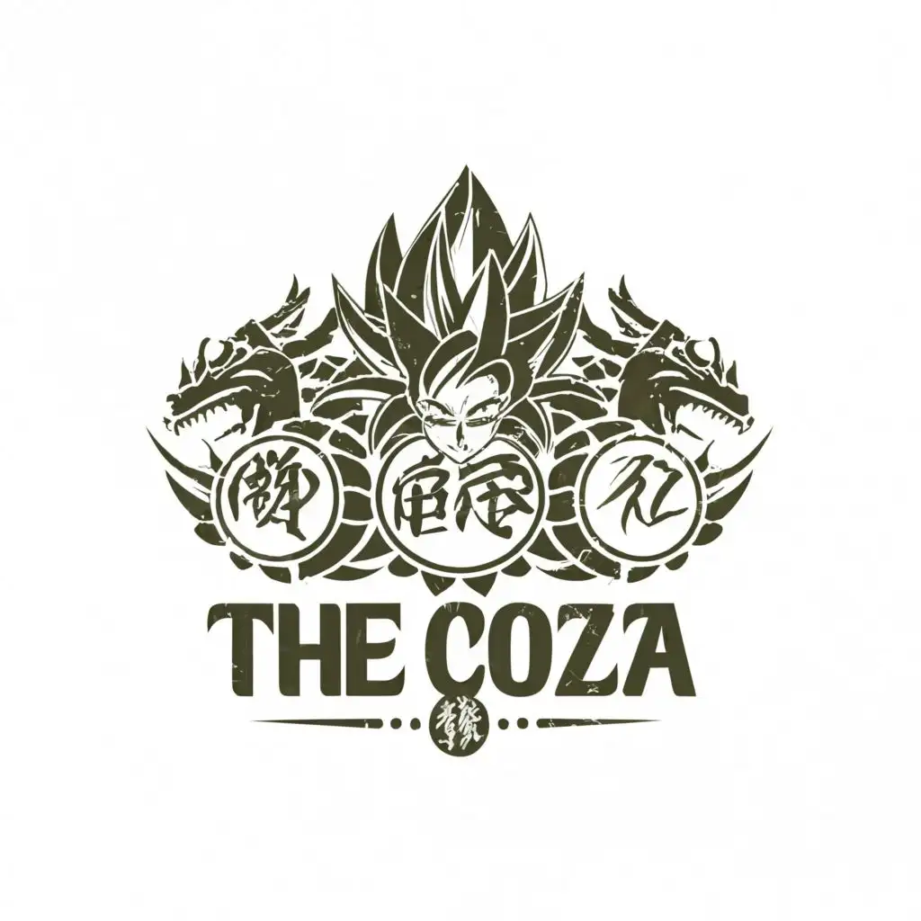 a logo design,with the text "The Coza", main symbol:Dragonballs, Super Sais,complex,be used in Religious industry,clear background