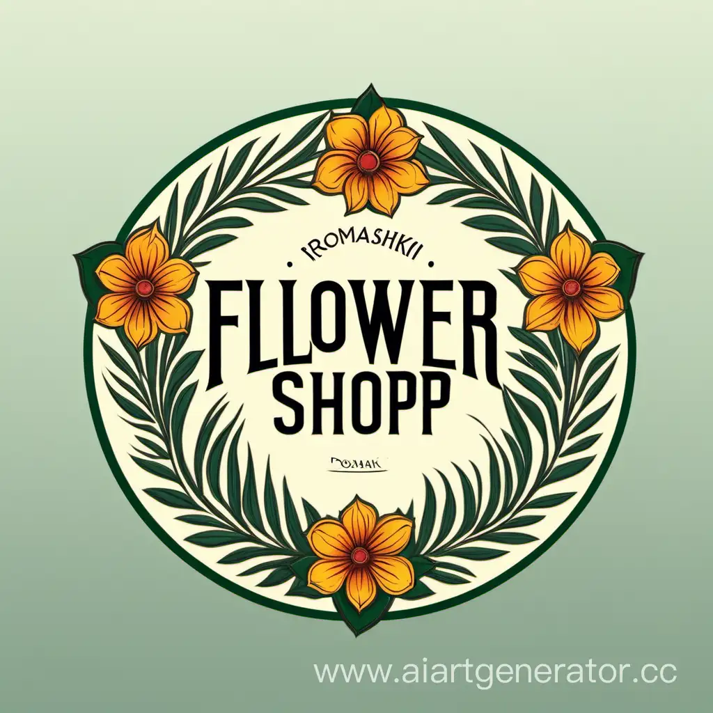 Circular-Logo-Design-for-ROMASHKI-Flower-Shop-Elegant-Floral-Brand-Identity