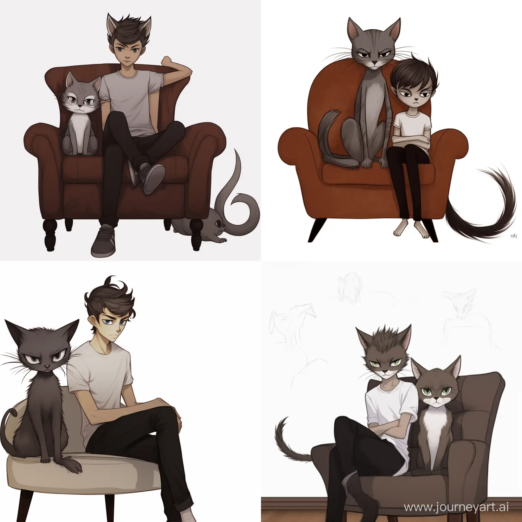 PetLoving-Young-Man-With-Two-Cats-Sitting-on-Lap