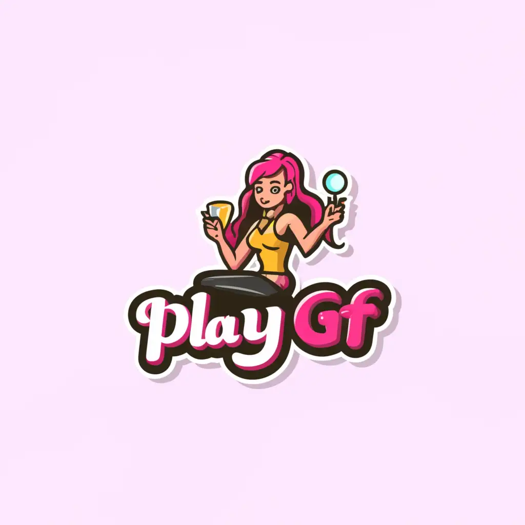 LOGO-Design-for-PlayGF-Modern-and-Elegant-Text-with-Short-Skirt-Cam-Girl-Symbol-on-Clear-Background