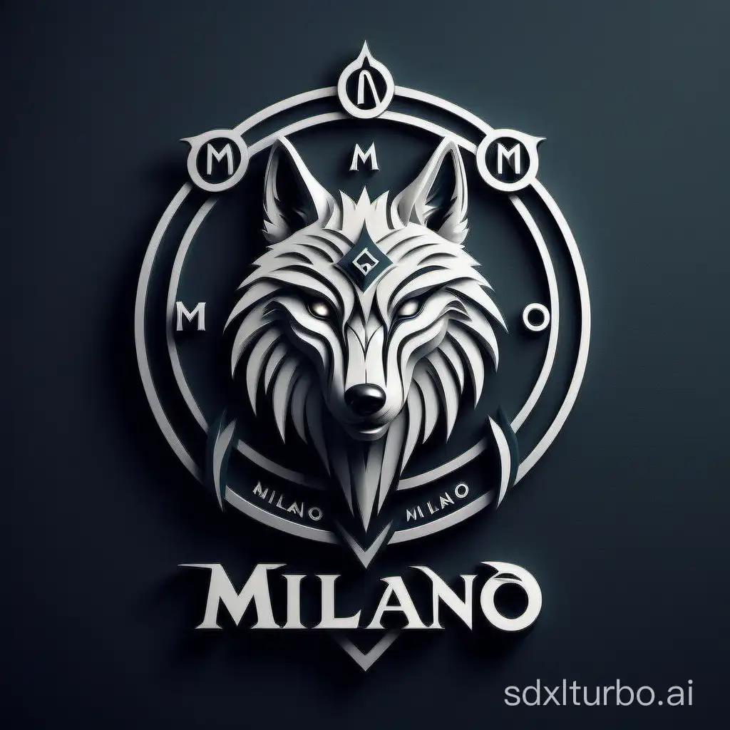 make logo brand name is milano Expresses strength using the wolf symbol