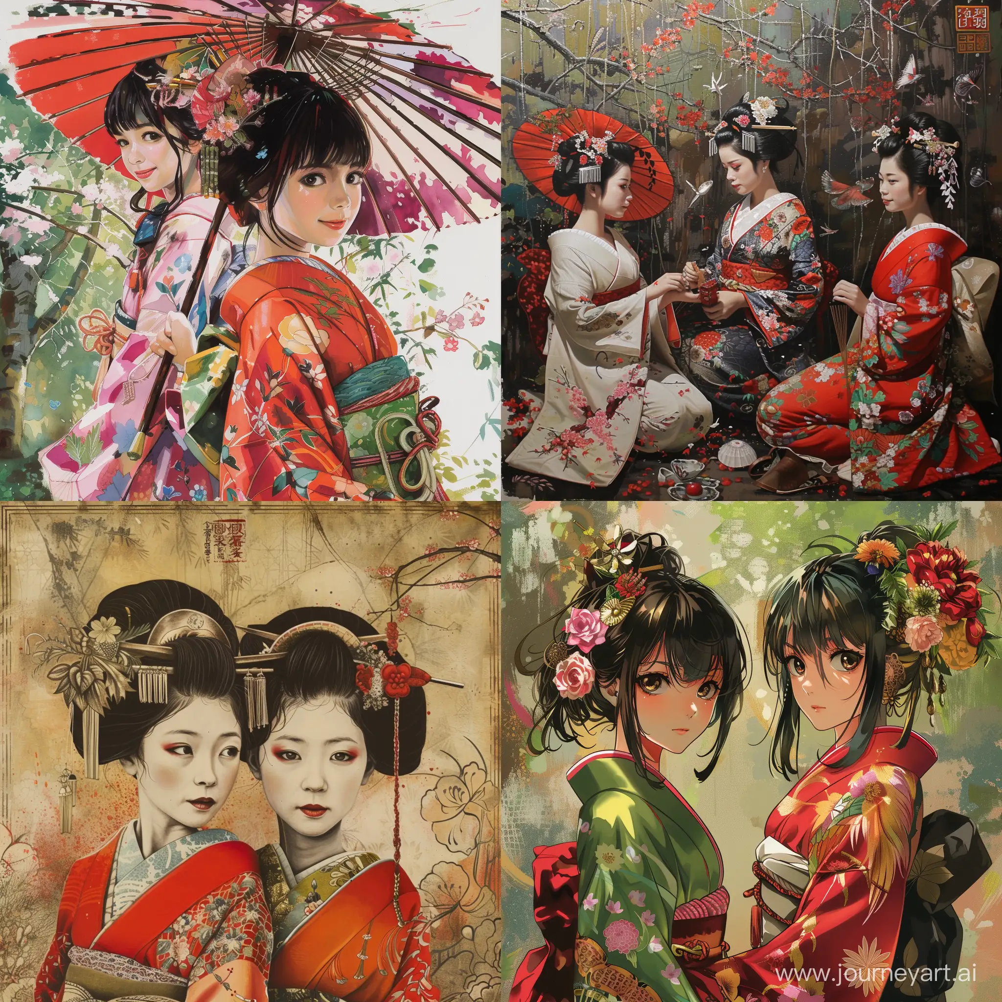 Vibrant-Japanese-Girls-in-Traditional-Attire
