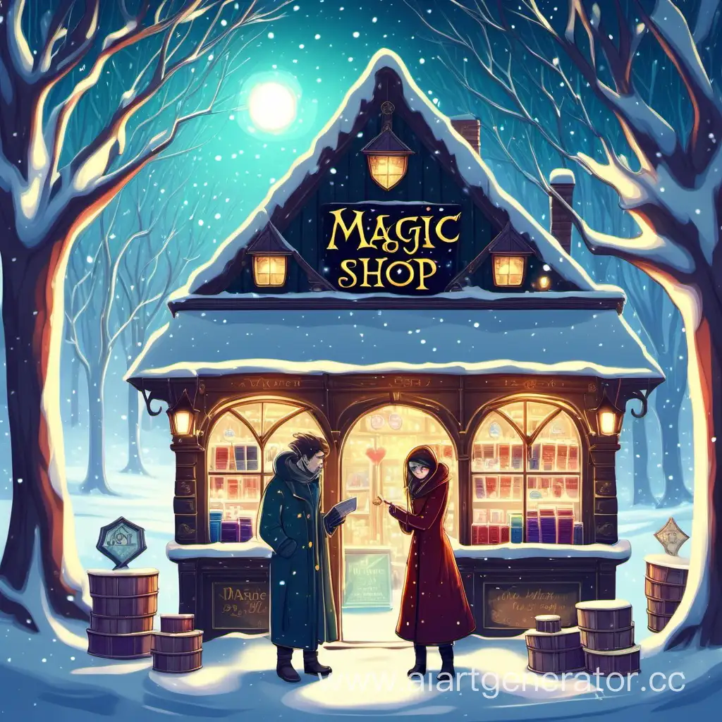 magic shop, lovers, winter
