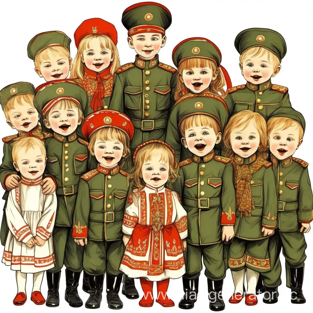 Russian-Children-Singing-in-Military-Costumes