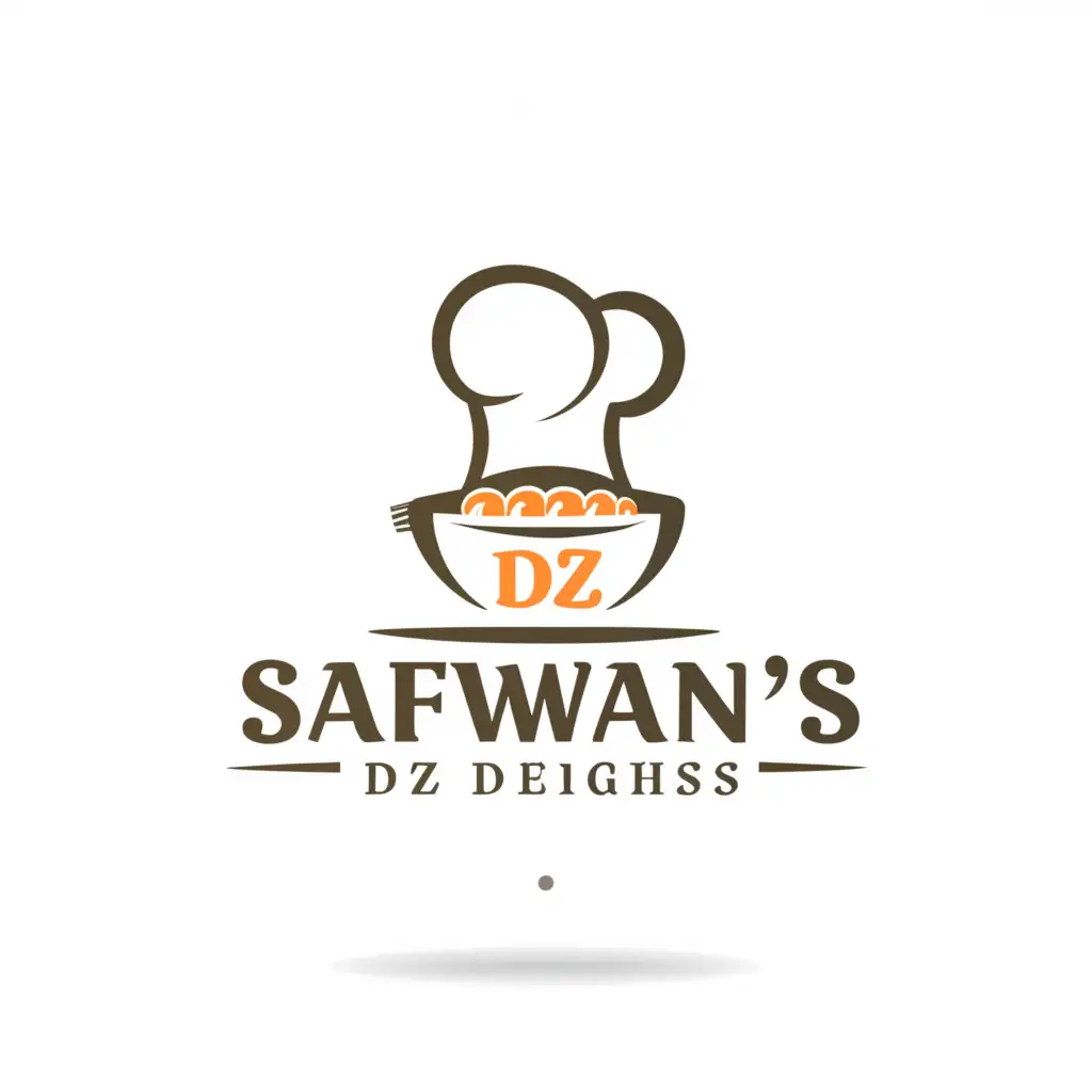 a logo design,with the text "Safwan's Dz Delights", main symbol:Cuisine, food,Minimalistic,be used in Restaurant industry,clear background