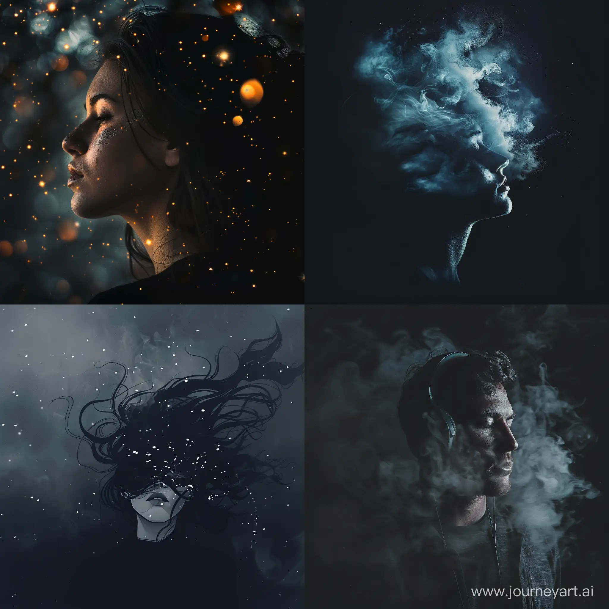 Create Dreamy minimal dark Background with some noises for Profile photo 