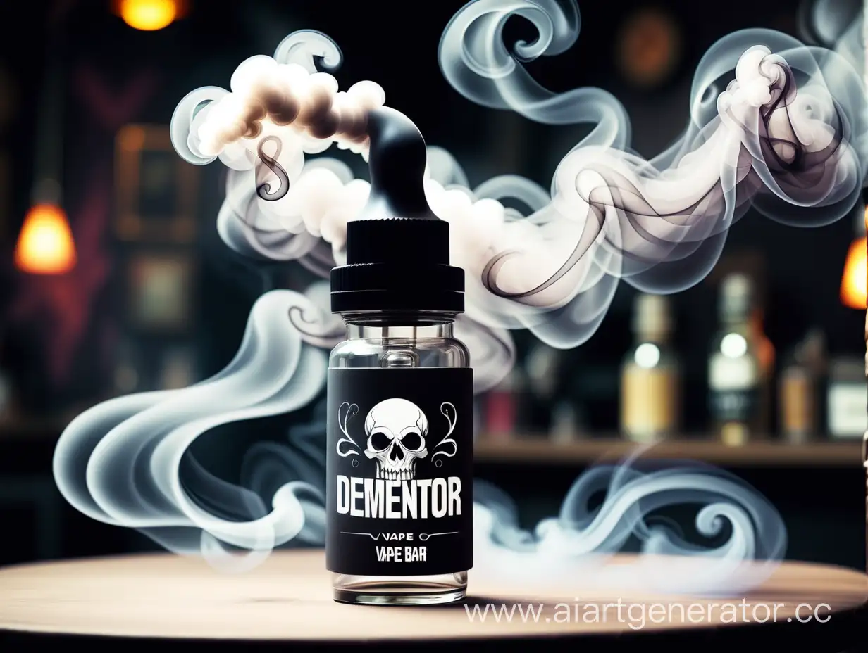 Сделай красивую картинку с дымом без лишних деталей и надпись VAPE BAR DEMENTOR