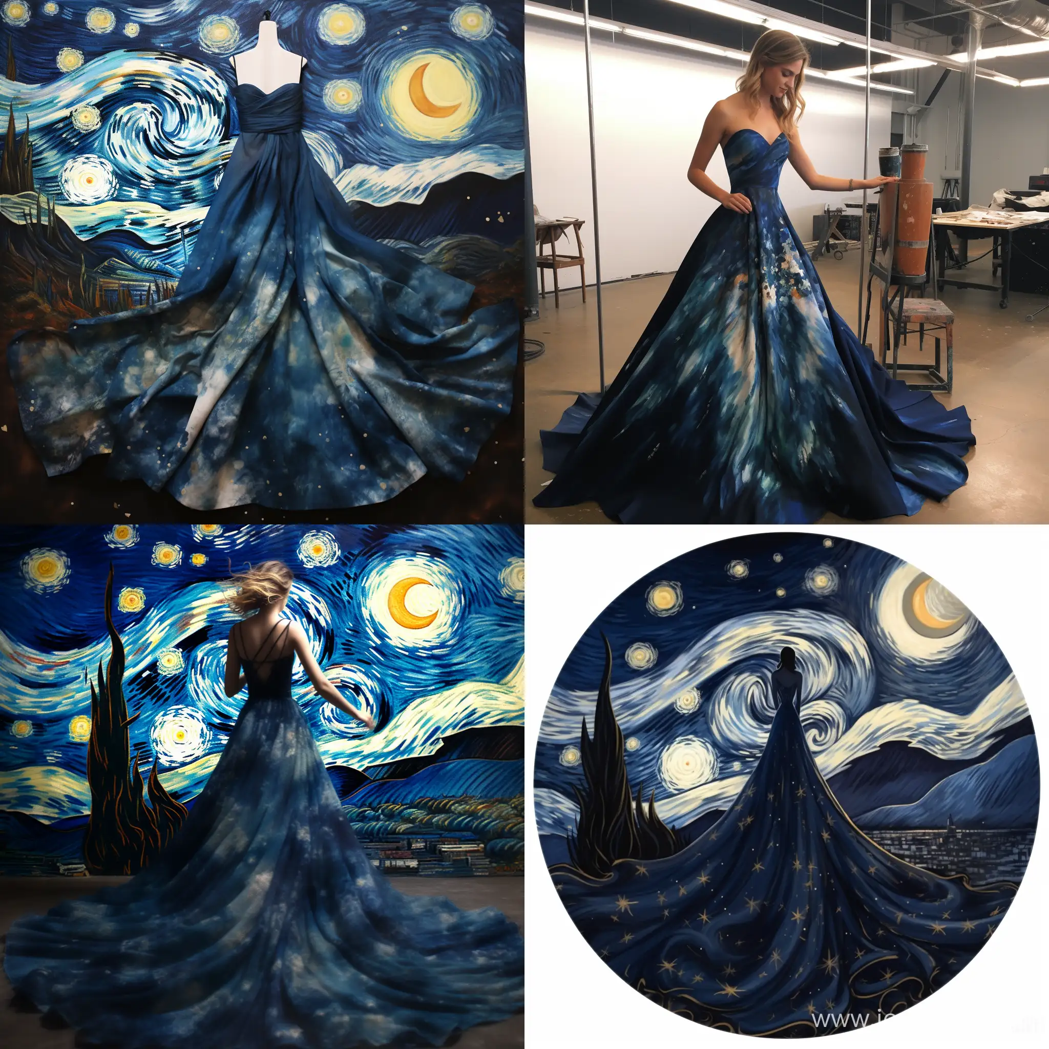 Elegant-Night-SkyInspired-Van-Gogh-Patterned-Formal-Dress-Design