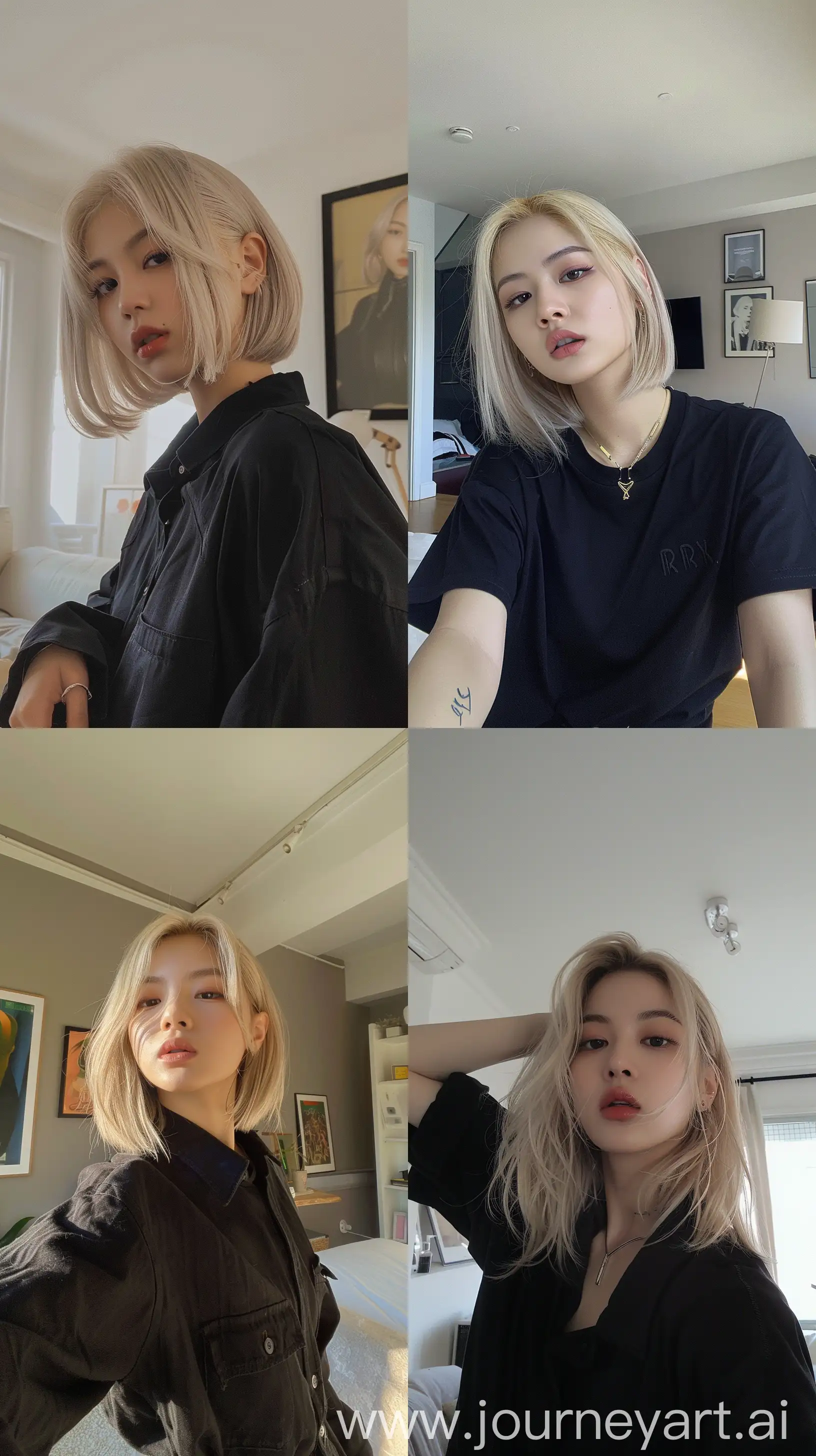 Blackpinks-Jennie-Blonde-Wolfcut-Selfie-in-Stylish-Room-Setting