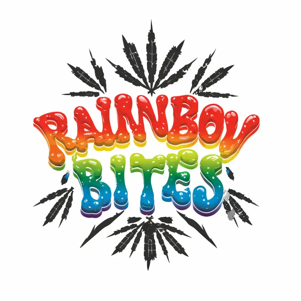 LOGO-Design-for-Rainbow-Bites-Trippy-Rainbow-Colors-and-Fonts-with-Marijuana-and-Weed-Candy-Theme