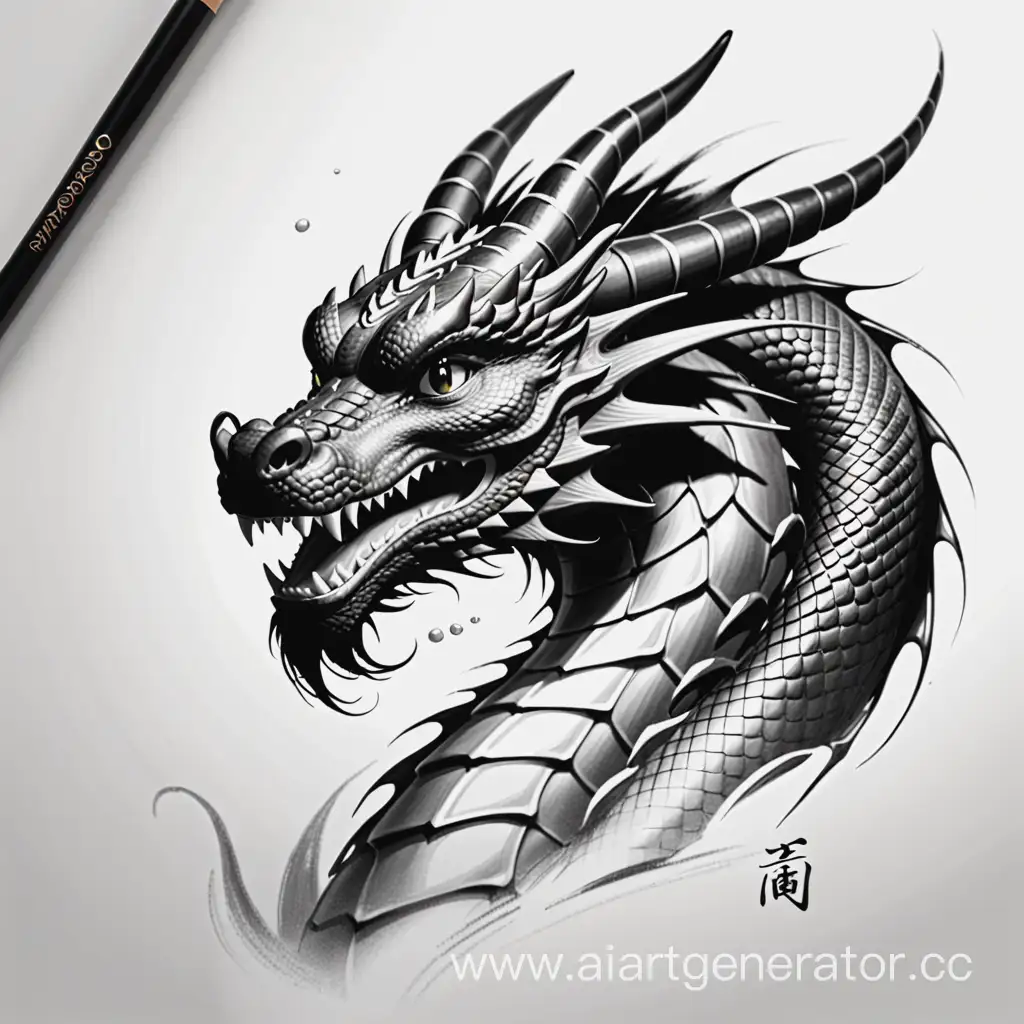 Dragon-Year-Sketch-Mythical-Creature-Flying-Over-Ancient-City