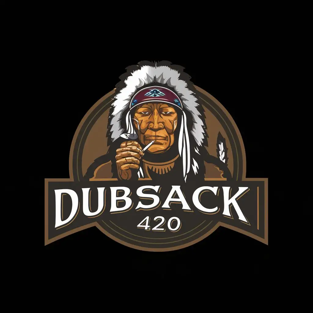 LOGO-Design-For-Dubsack420-Native-American-Smoking-Theme-with-Typography