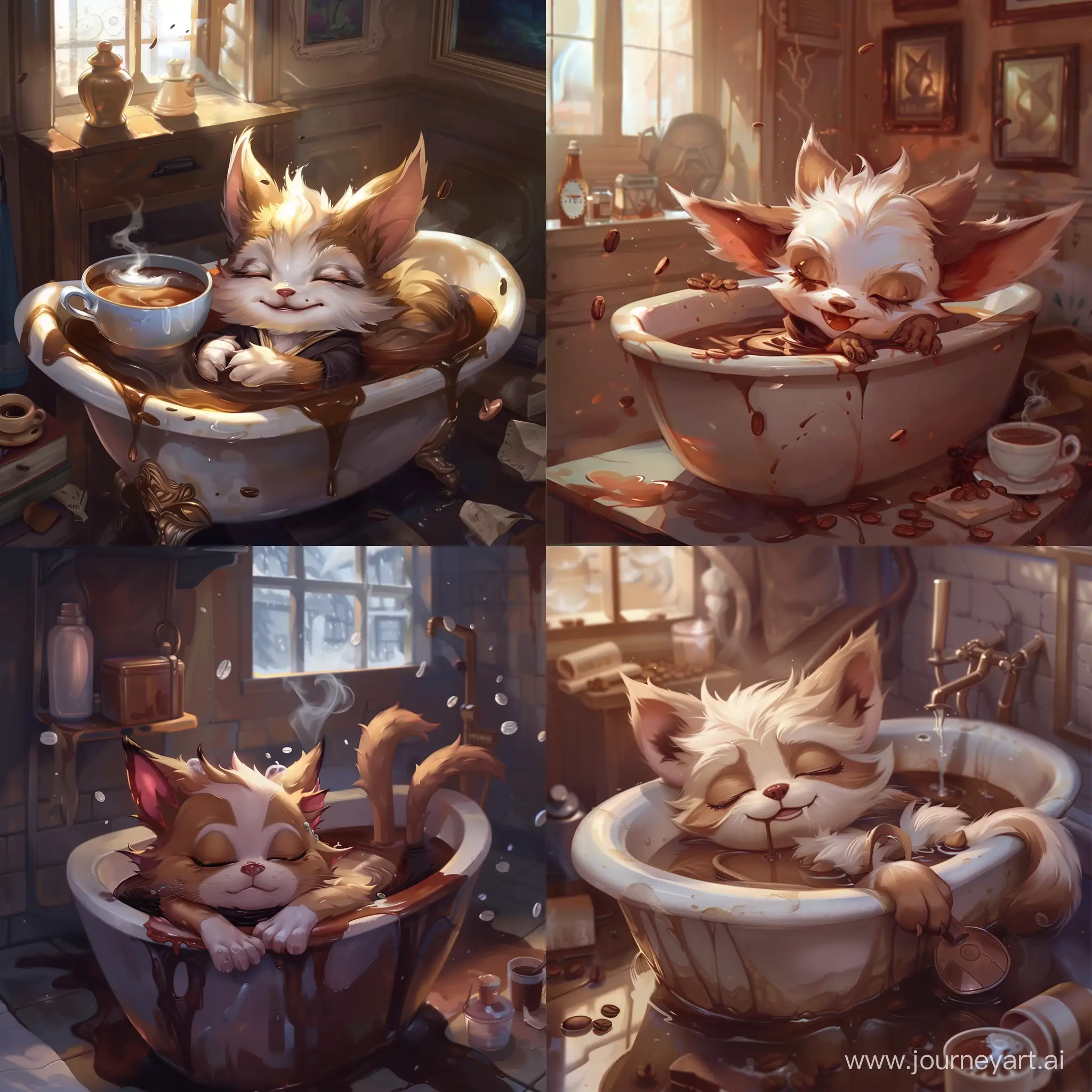 League-of-Legends-Character-Smolder-Drowning-in-Coffee-Bathtub