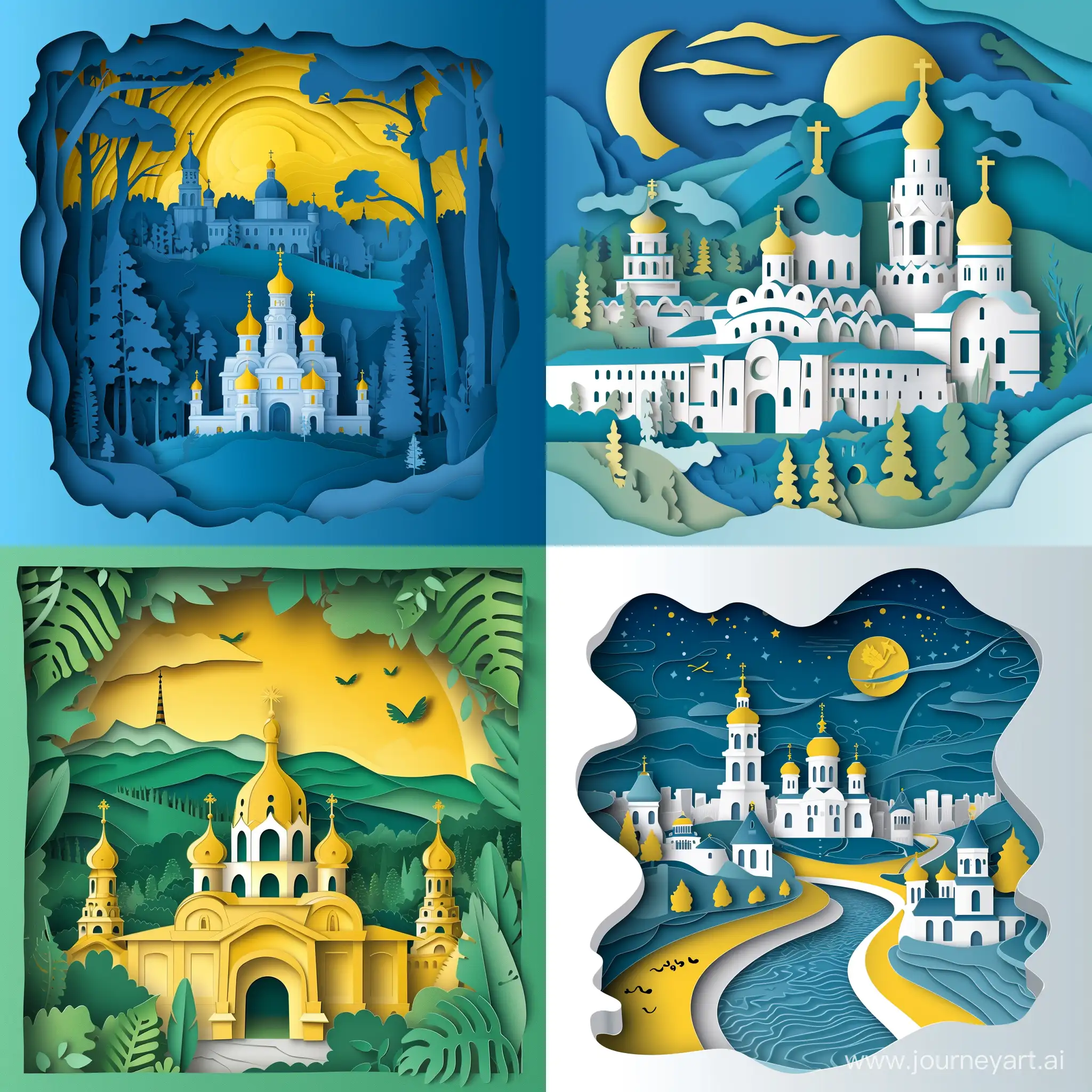 Vector paper cut illustration Ukraine famous landmarks and tourist attraction