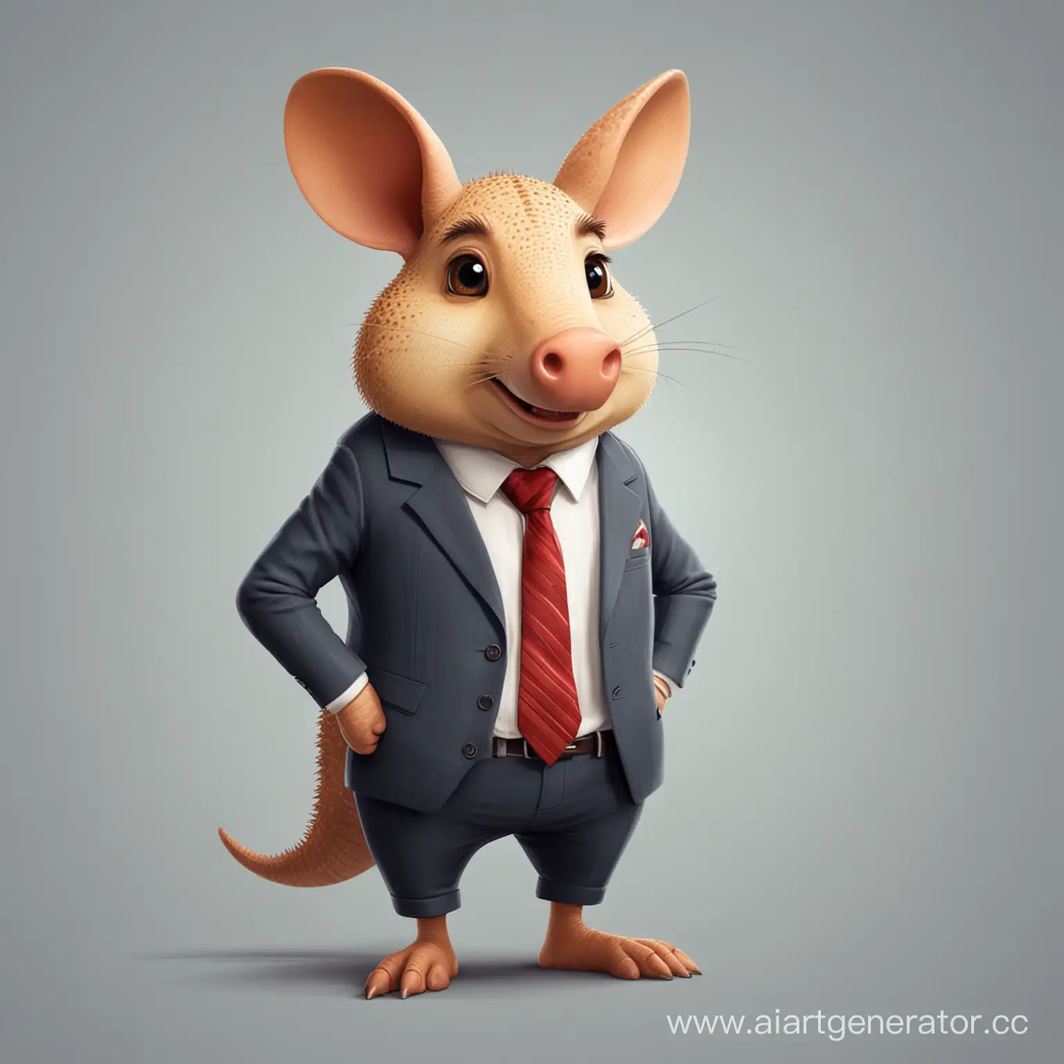 Surprised-Armadillo-in-Business-Attire-Flat-Illustration