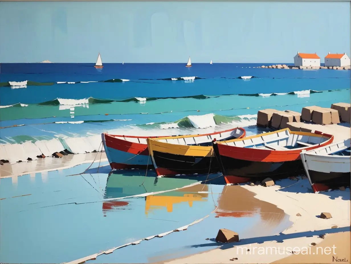 vue maritime a la façon d'un tableau de Nicolas de Staël