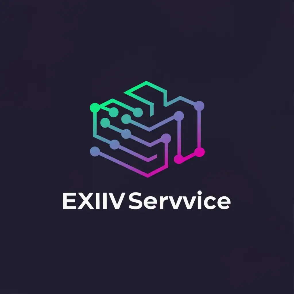 a logo design,with the text "exiv service ", main symbol:server/server logo on a background of dark or light blue sky you can also add cloud-related elements to the logo,complex,clear background