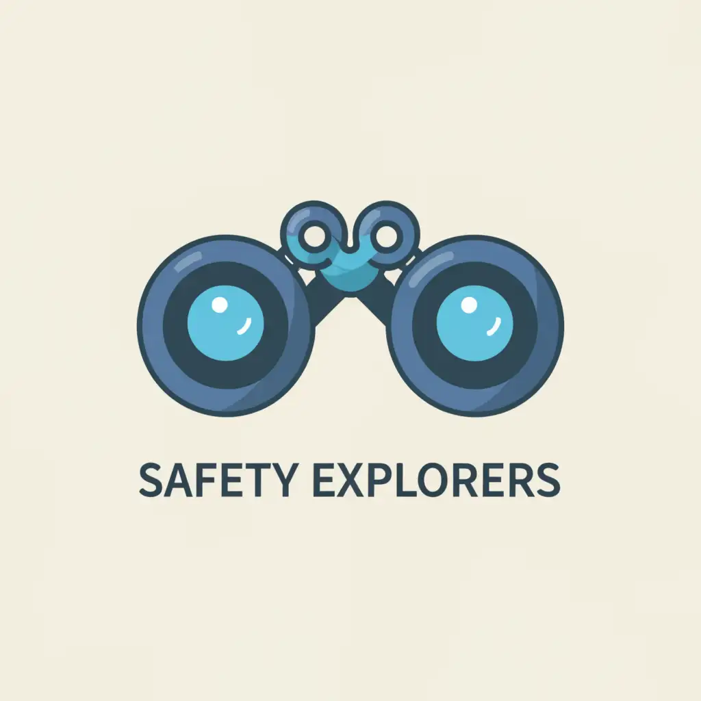 a logo design,with the text "Safety Explorers", main symbol:binoculars,Moderate,clear background