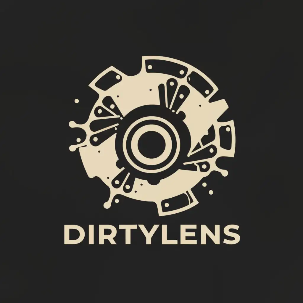 a logo design,with the text "dirtyLens", main symbol:camera lens film,Moderate,be used in Technology industry,clear background