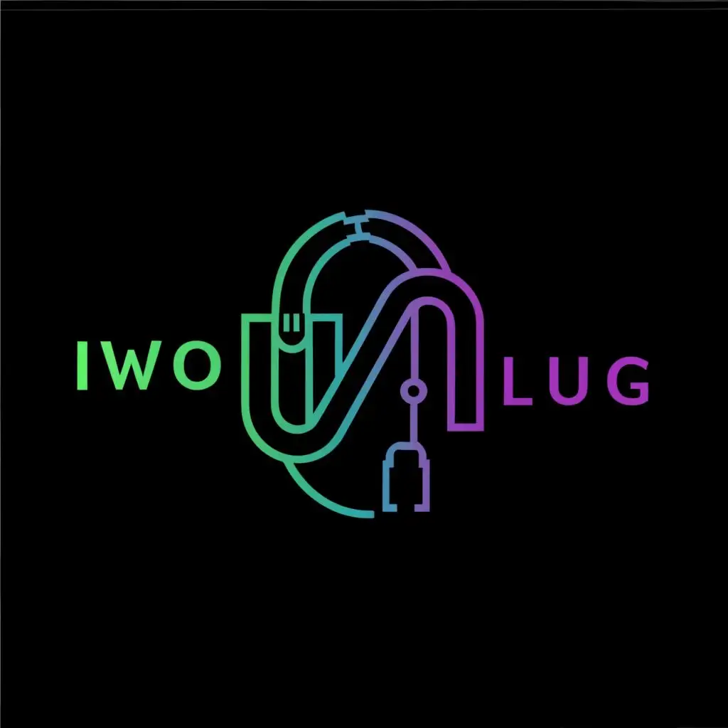 logo, monogram, with the text "Iworld Plug", typography