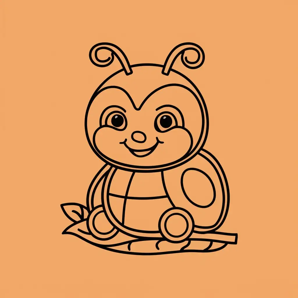 cute simple ladybug uncoloring page for kids