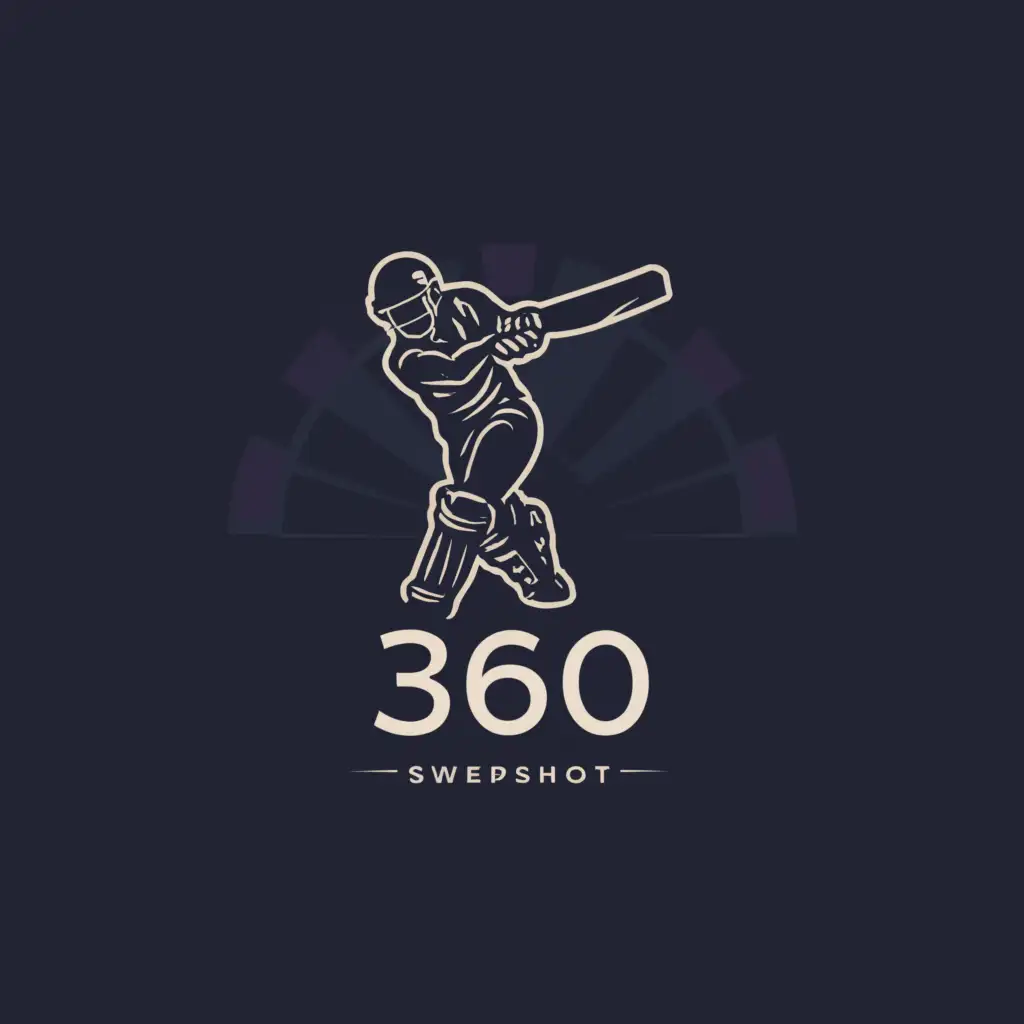 a logo design,with the text "360", main symbol:cricket batsman hitting sweep,complex,clear background