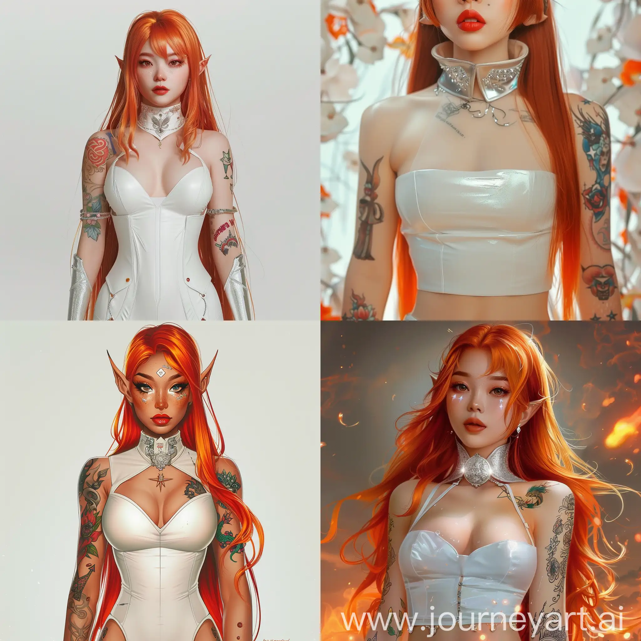 Sensual-Beauty-in-White-Dress-with-Dazzling-Tattoos-and-Fiery-Hair