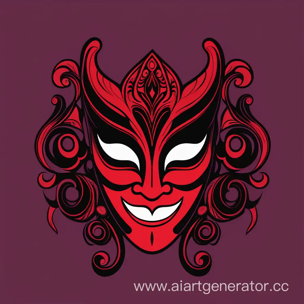 театральная маска красно черная вектор в стиле баннера твича