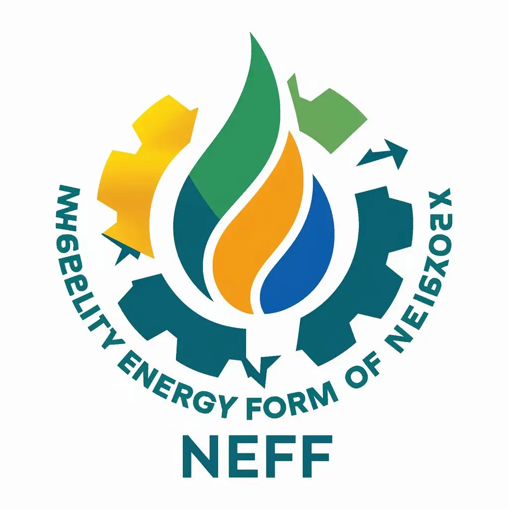 logo, The logo features a stylized representation of a flame in the center, symbolizing energy in various forms including petroleum energy.
The flame is composed of green, yellow, and blue segments, representing sustainability, reliability, and trust respectively.
Surrounding the flame are abstract shapes reminiscent of gears and arrows, symbolizing progress, efficiency, and movement forward in the energy sector.
The circular shape of the logo signifies unity, continuity, and completeness, reflecting the comprehensive and inclusive approach of the National Energy Fund towards energy development and management.
The typography used for the text "National Energy Fund of Namibia" is bold and modern, projecting professionalism and authority., with the text "NEF", typography