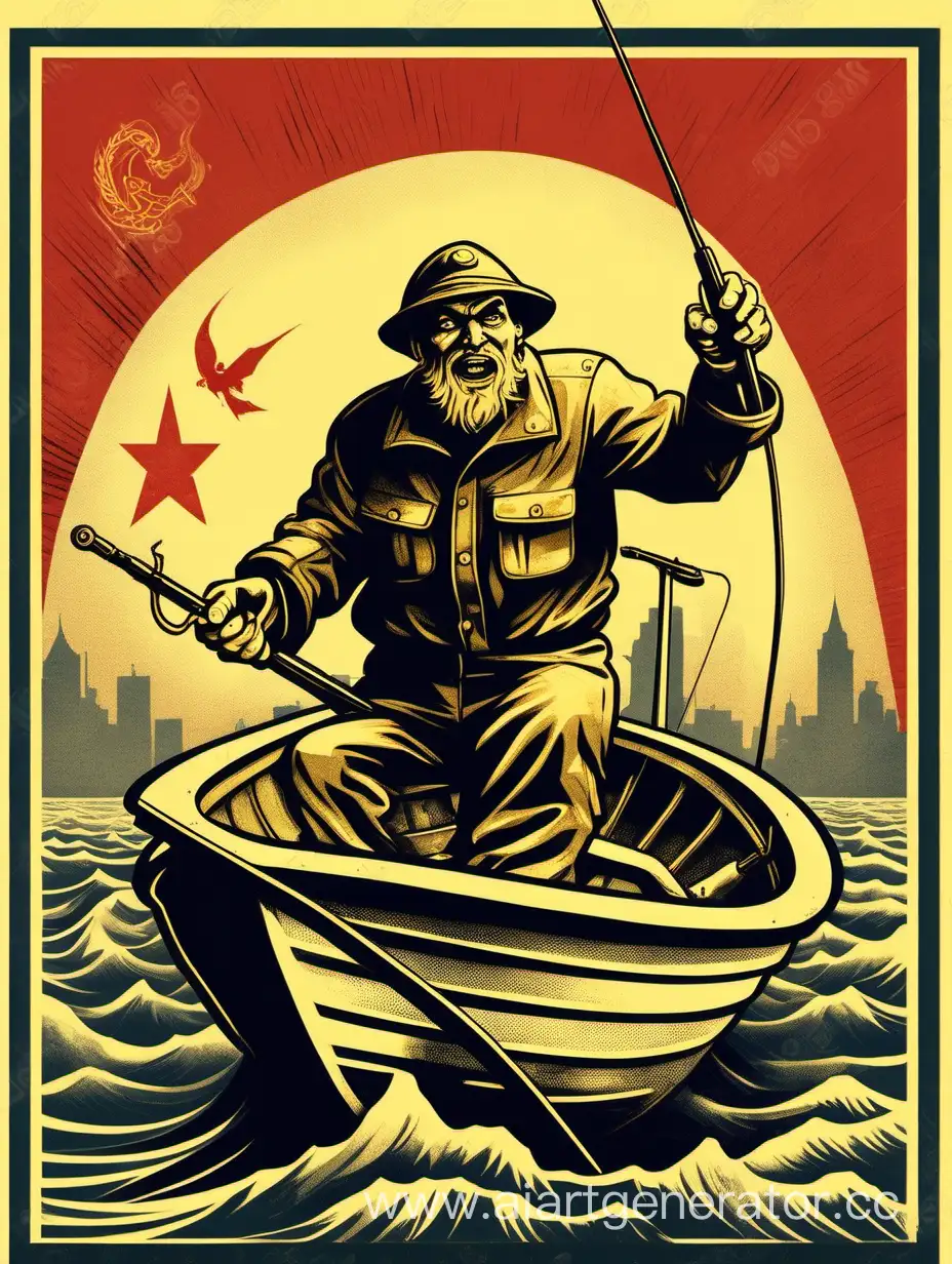 Soviet-PropagandaStyle-Fisherman-with-Golden-Key-Catch