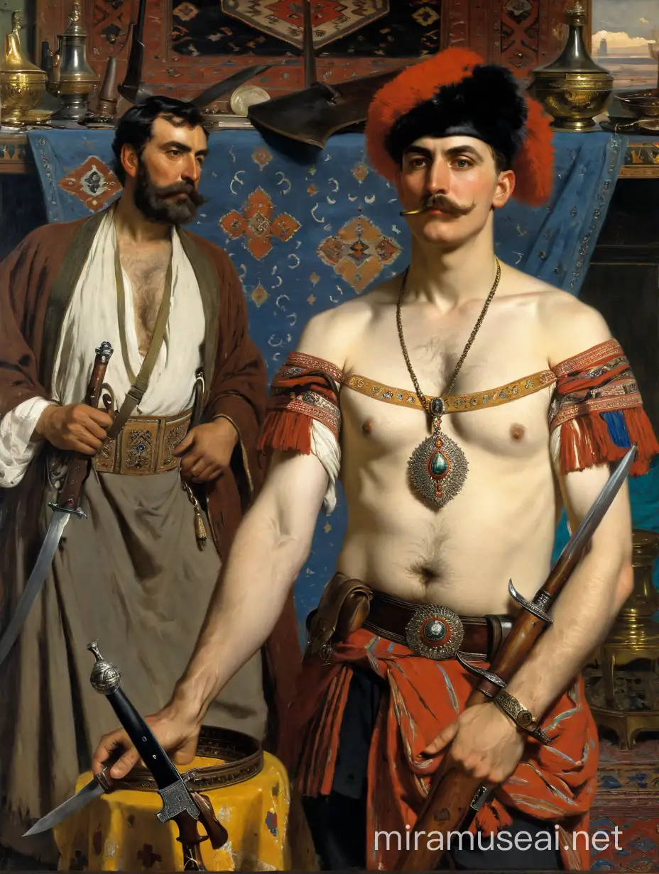 Military General and Odalisque with Persian Carpet and Antiques