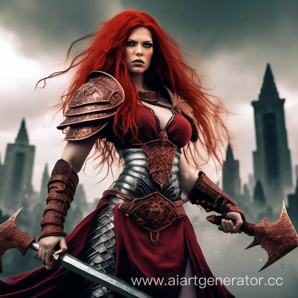 Majestic-RedHaired-Giantess-Warrior-in-Enchanting-Fantasy-Landscape