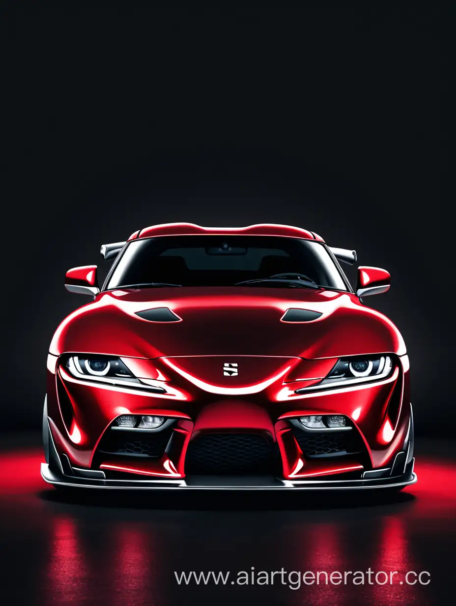 Sleek-Dark-Red-Supra-Front-View-of-a-Speedy-Automobile