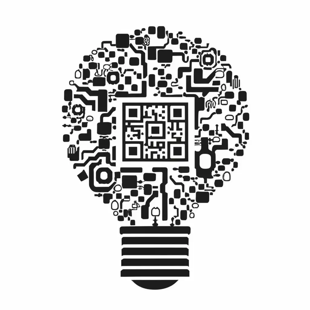 LOGO-Design-For-Luminescent-Technology-Abstract-QRCode-Light-Bulb-Rose-Pattern