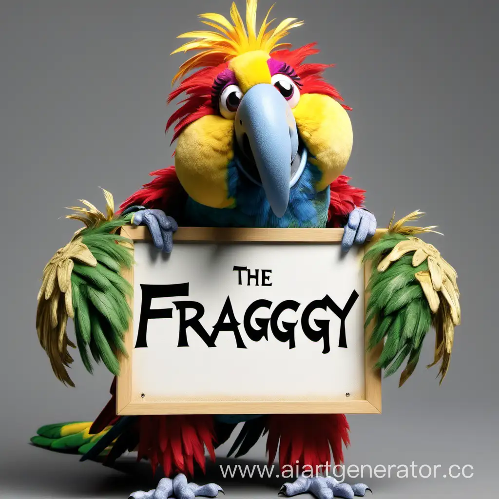  попугай с надписью " The Fragggy" 