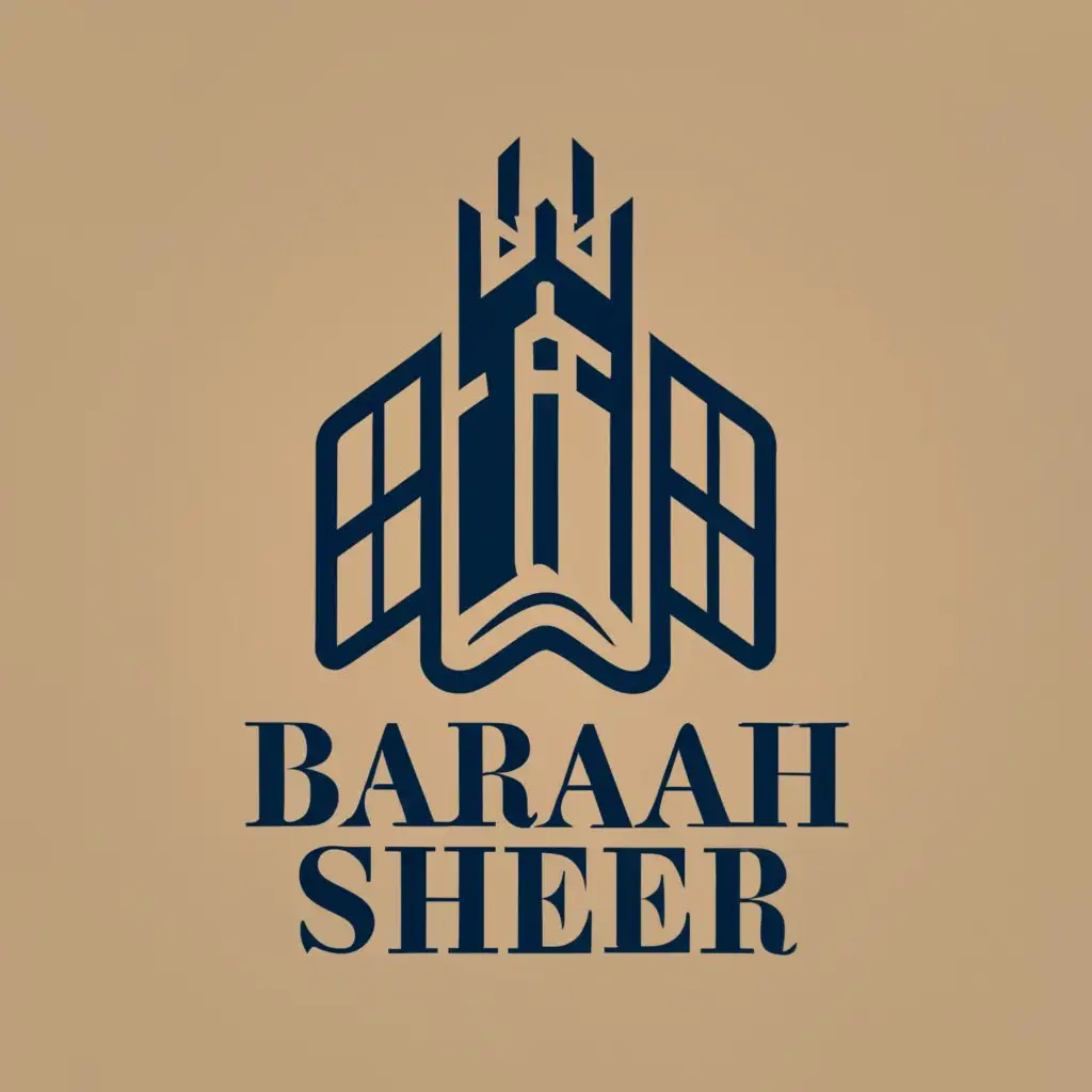 logo, art and architecture, with the text "Baraah Sheer", typography, be used in Construction industry