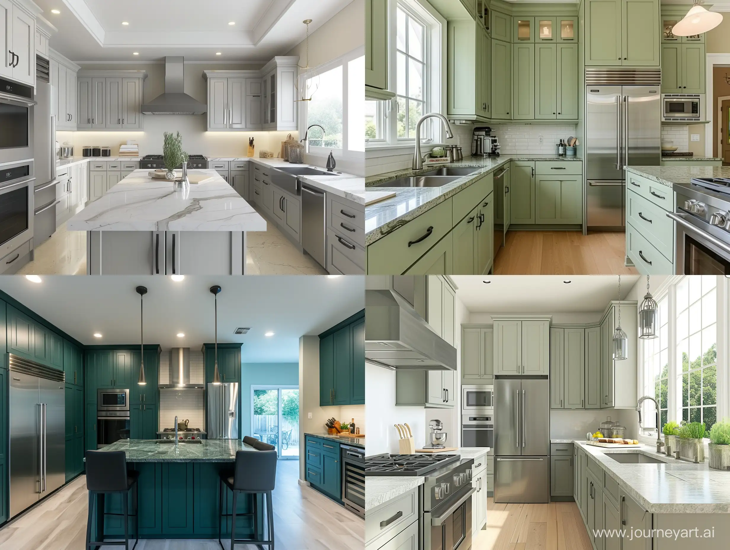 overview: realistic modern Nano Green shaker style kitchen cabinets in Florida