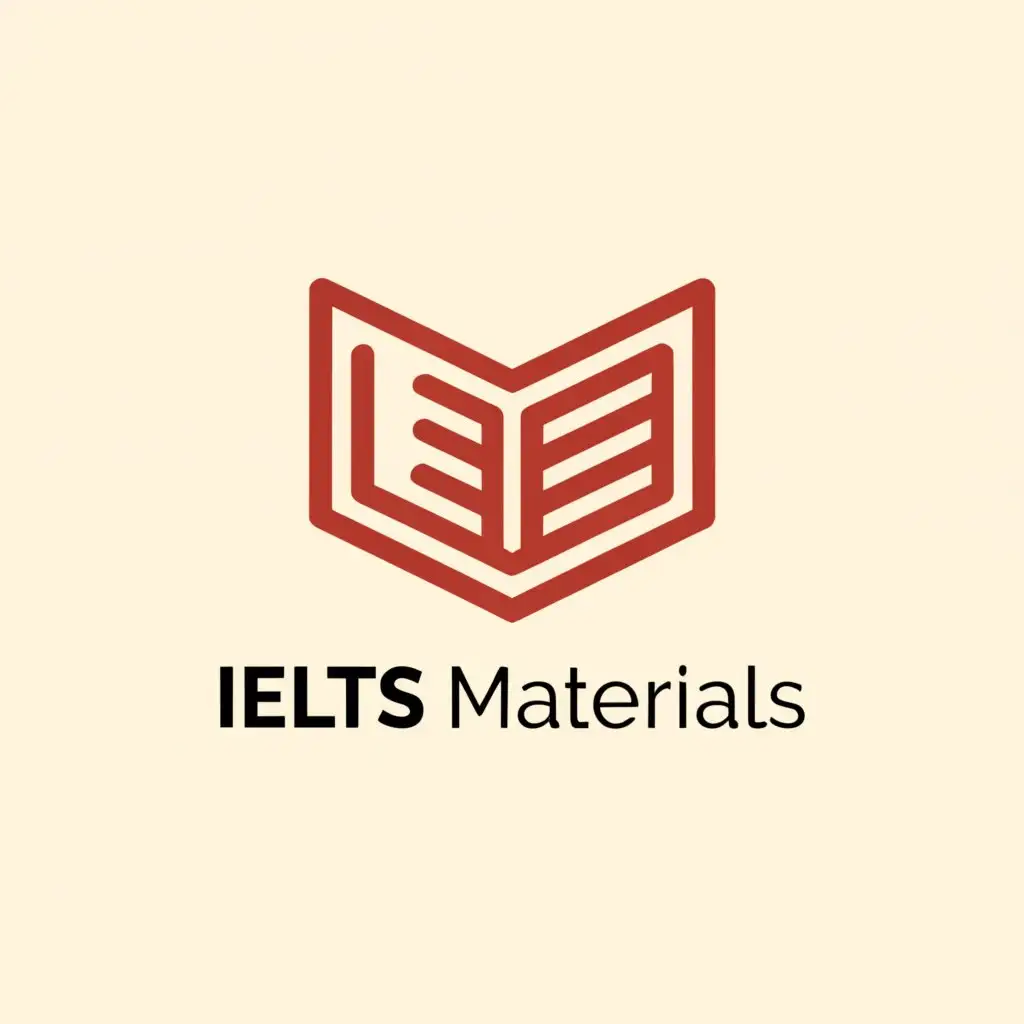 a logo design,with the text "IELTS Materials", main symbol:IELTS logo, book,Moderate,be used in Education industry,clear background