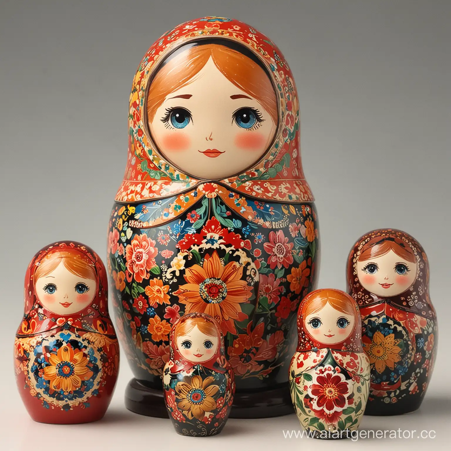 Colorful-Matryoshka-Dolls-Displayed-in-Traditional-Setting