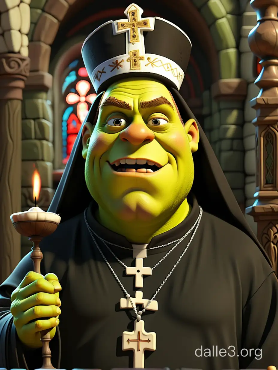 Shrek Cosplaying as an Orthodox Priest Whimsical Character in Religious ...