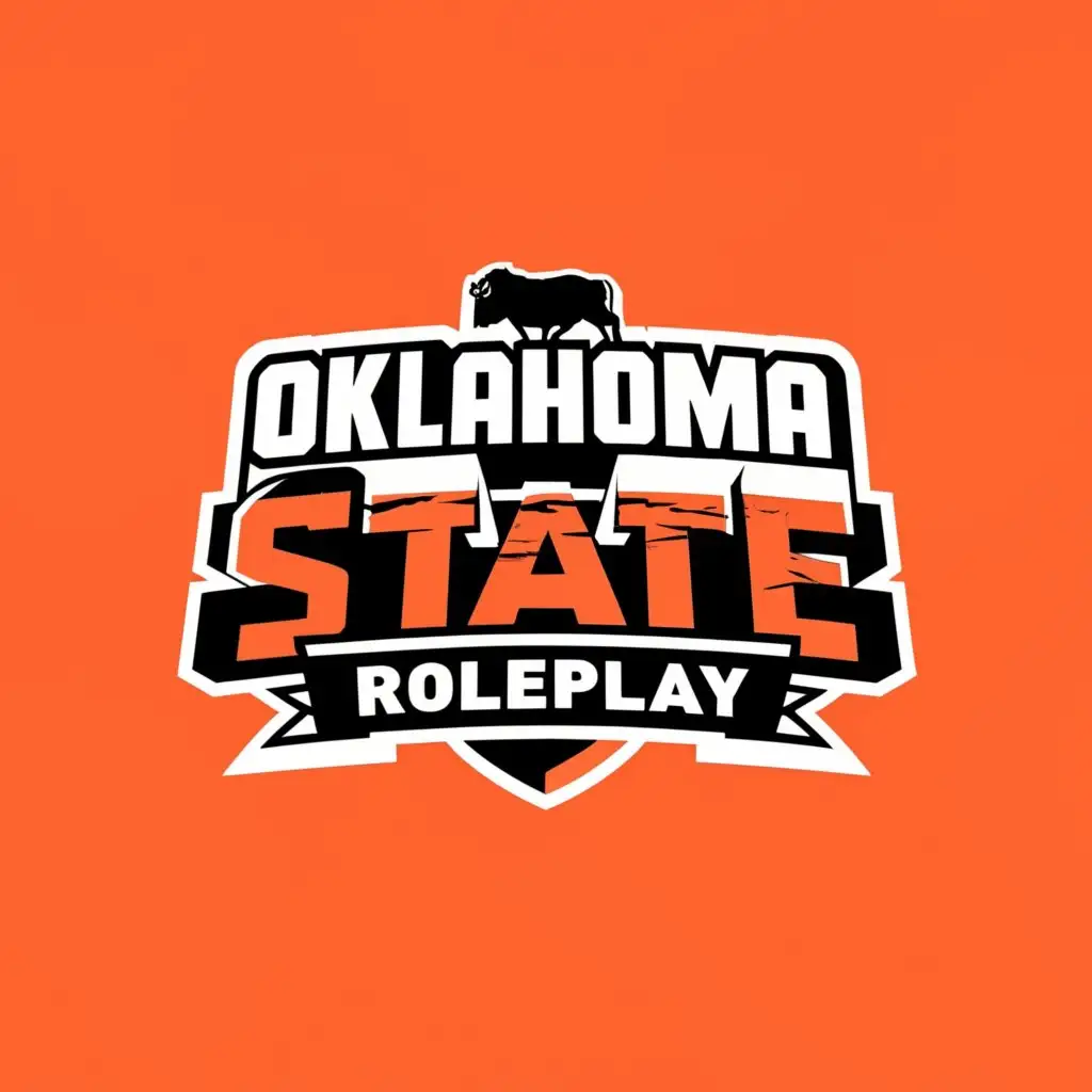 a logo design,with the text "Oklahoma state Roleplay", main symbol:t must write Oklahoma state Roleplay on the logo and it must be animated as it's for a Fivem GTA RP Server. Oklahoma state including bison, buildings and trees and it must contain Oklahoma state Roleplay written on it,Minimalistic,clear background