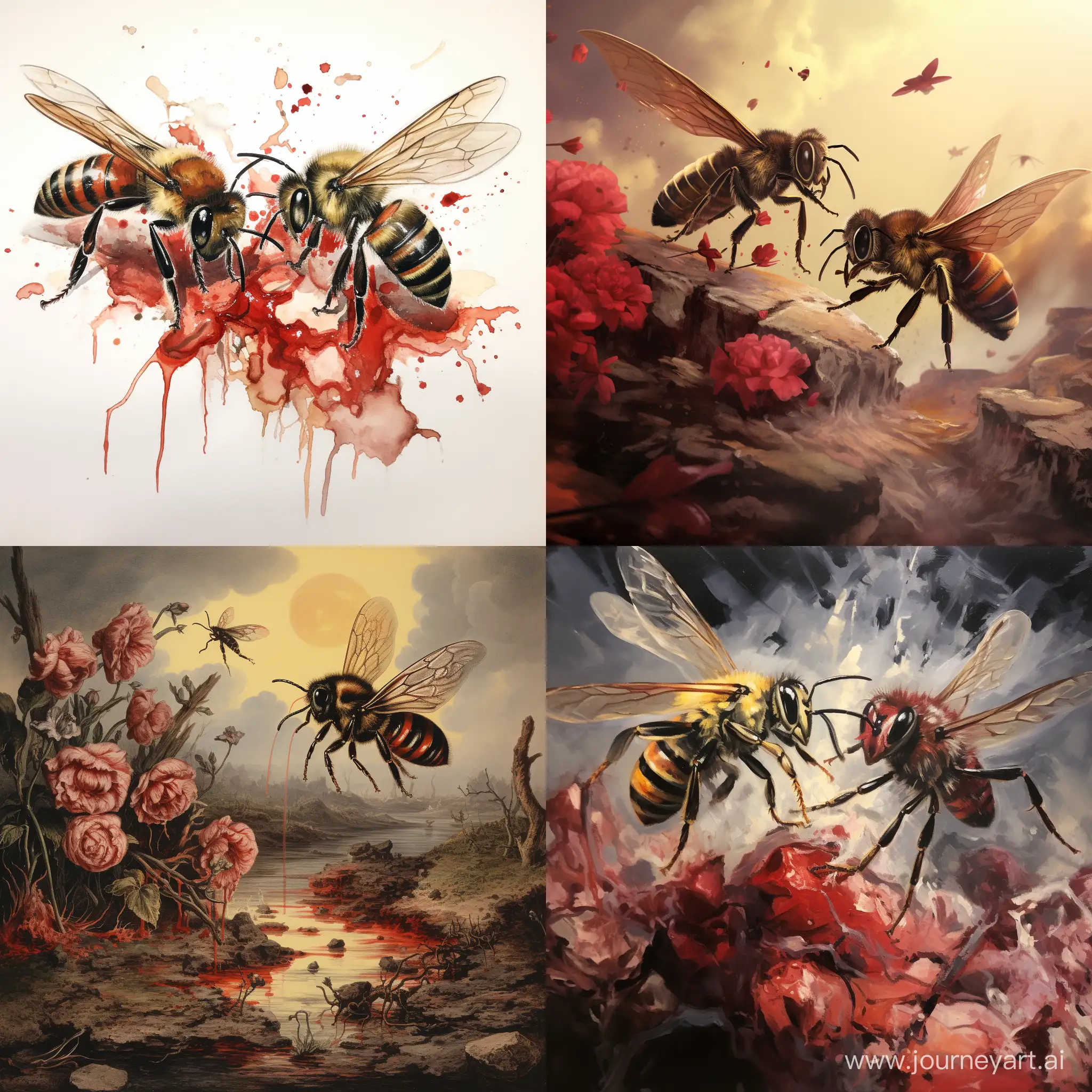Пчела победила осу после кровавой битвы