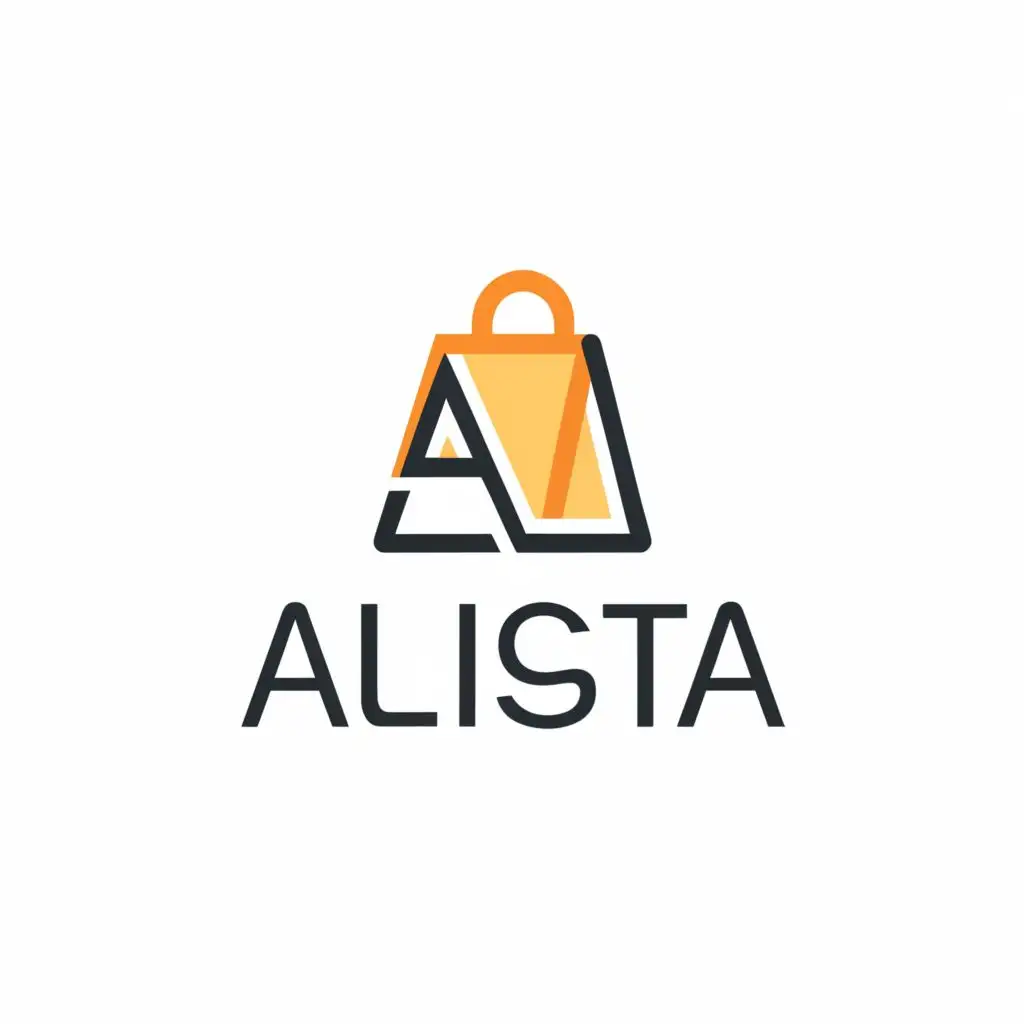 a logo design,with the text "Alista", main symbol:shopping bag,Minimalistic,be used in Retail industry,clear background