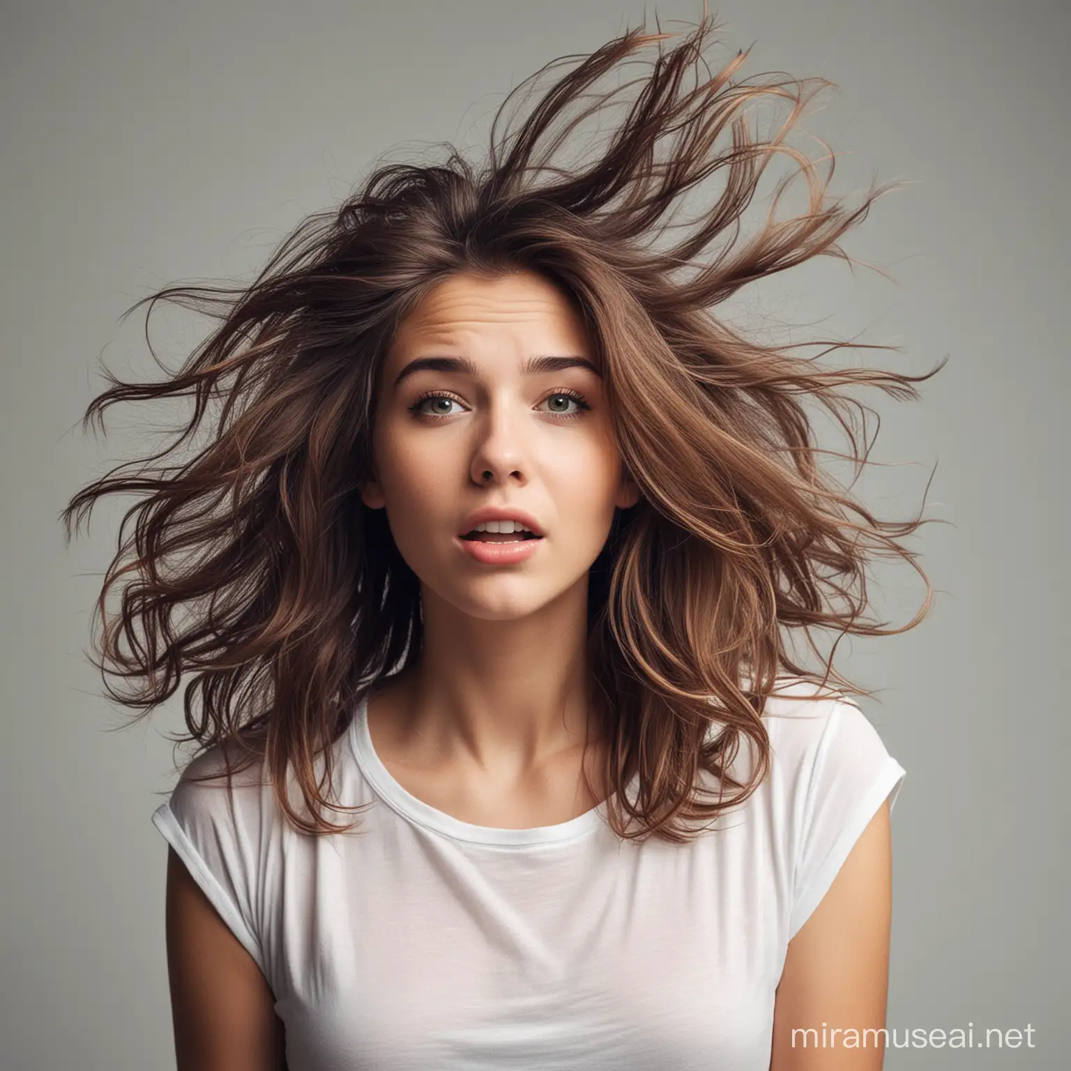 A picture of a girl with her hair falling out