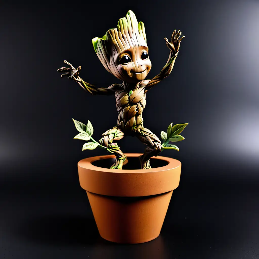 Marvel Little Groot Dancing in Bass Relief Flower Pot