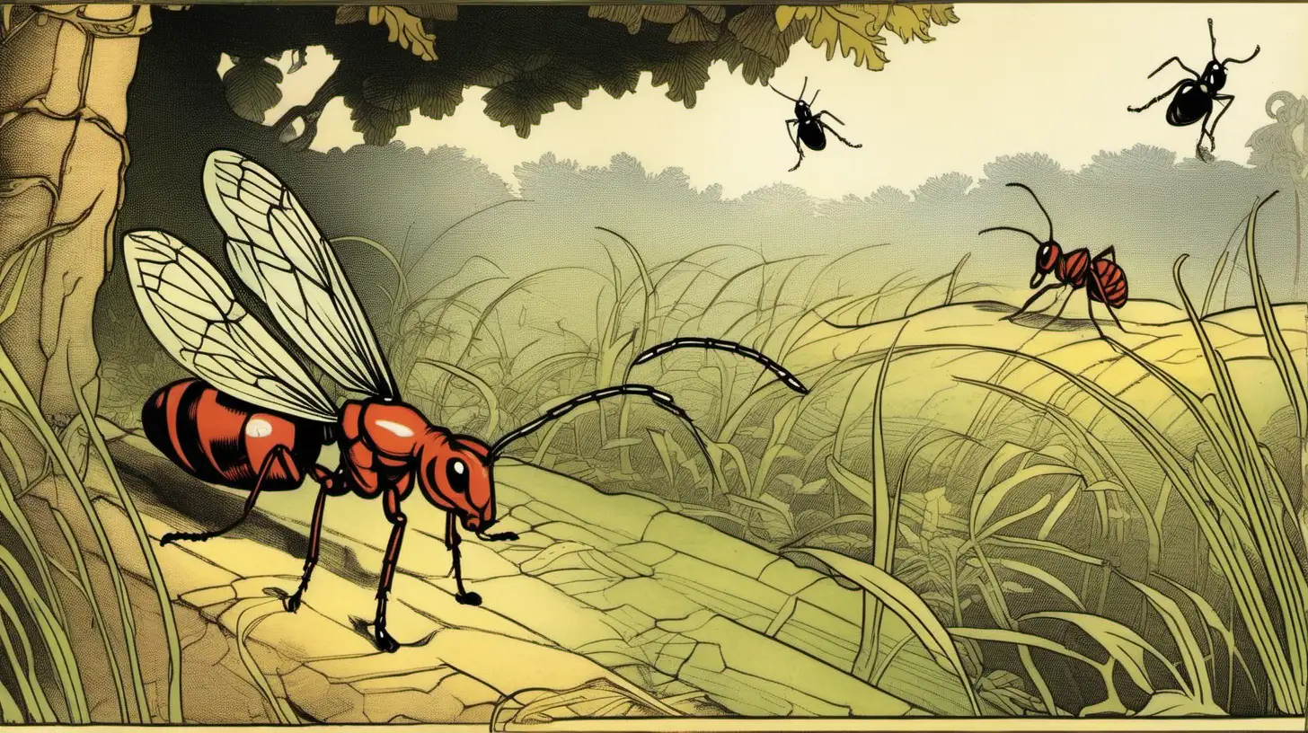 
A representative scene from Aesop's Fable: The Ant and the Grasshopper

soft fairy tale illustrations