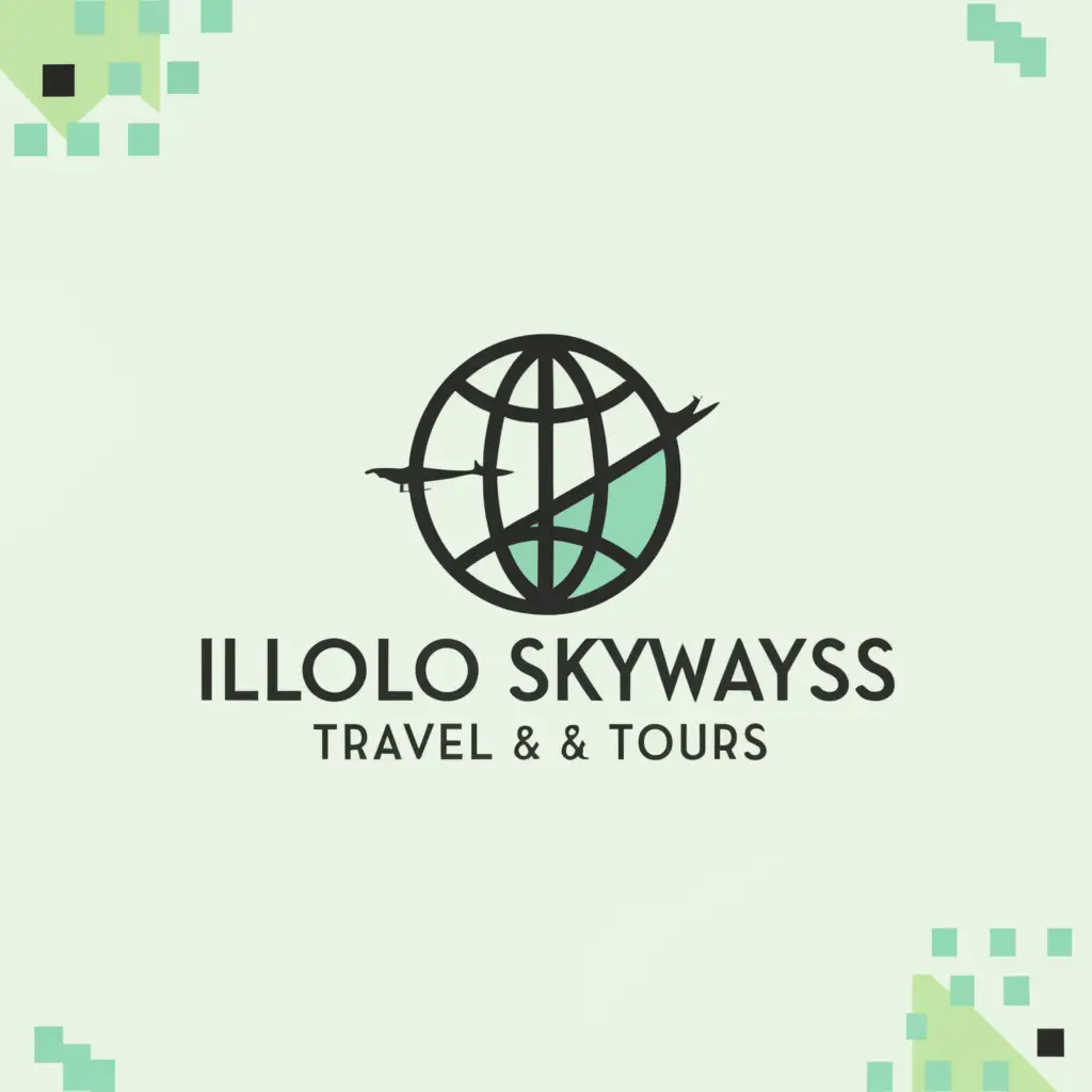a logo design,with the text "iloilo skyways travel & tours", main symbol:global,Minimalistic,clear background