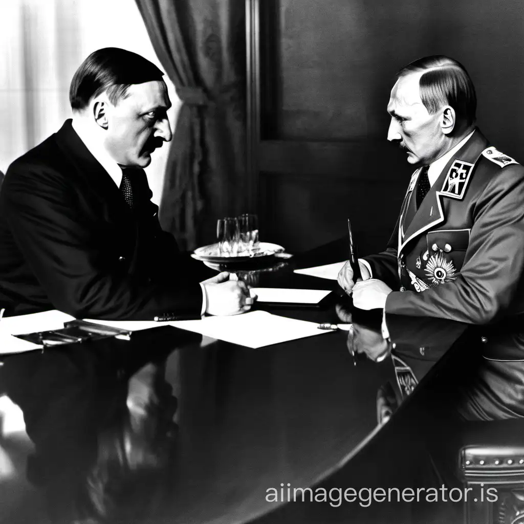 Adolf Hitler in negotiations with Vladimir Putin