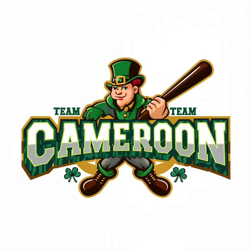 LOGO-Design-for-Team-Cameron-Dynamic-Leprechaun-Baseball-Symbol-in-Vibrant-Green-and-Yellow