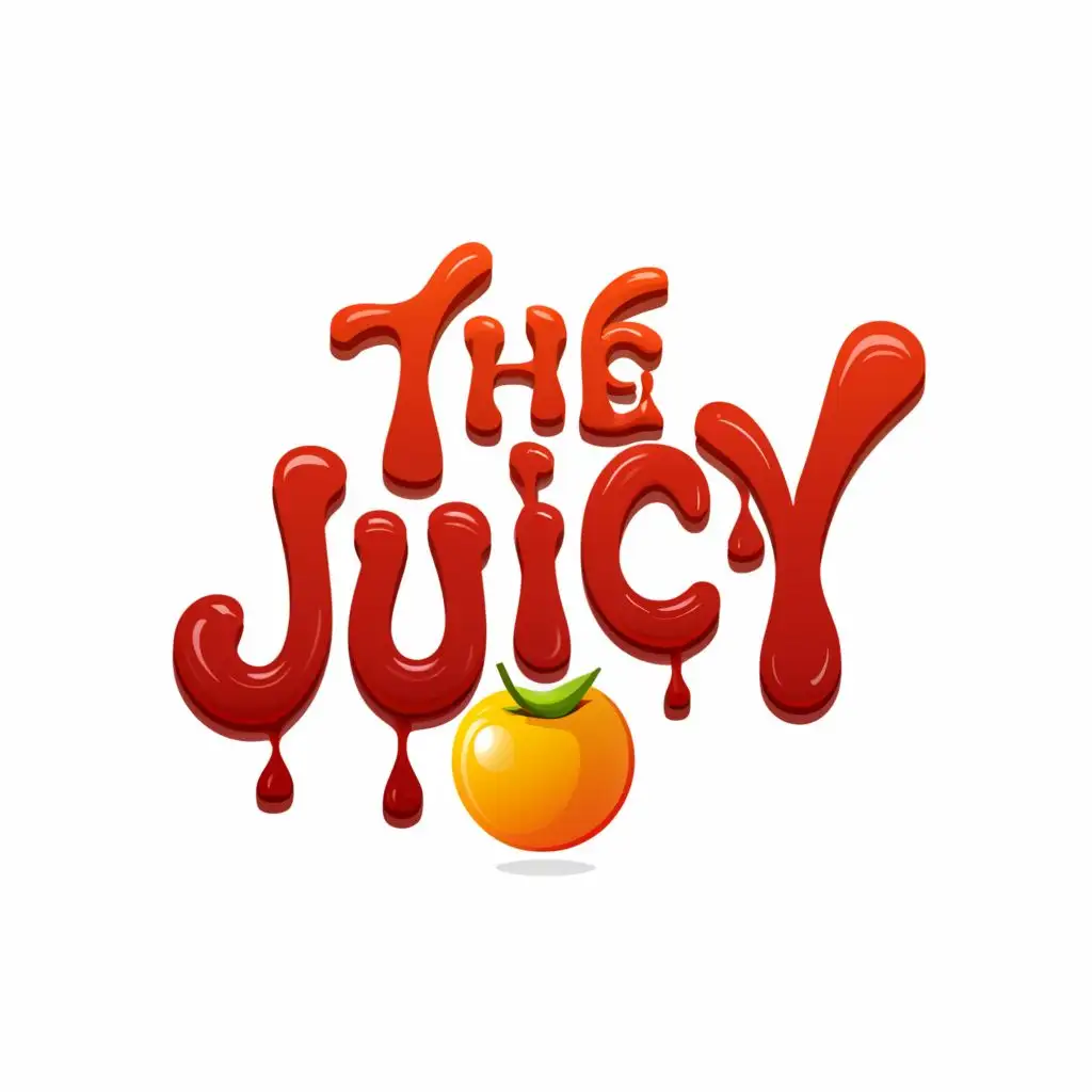 a logo design, with the text 'The Juicy', main symbol: Design vibrant and tantalizing fonts for 'TheJuicy'—an intimate waterproof blanket tailored for couples and solo adventures, ensuring worry-free indulgence in messy encounters. Capture the essence of juiciness akin to a freshly bitten fruit, with elements of dripping allure. Make it sweaty! Focus solely on fonts, without incorporating graphics. Make sure all characters of THE JUICY are readable, Minimalistic, be used in Retail industry, clear background